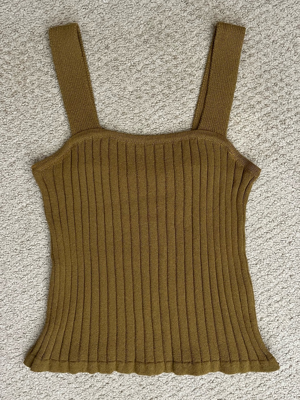 Green Ribbed Knit Tank Top
